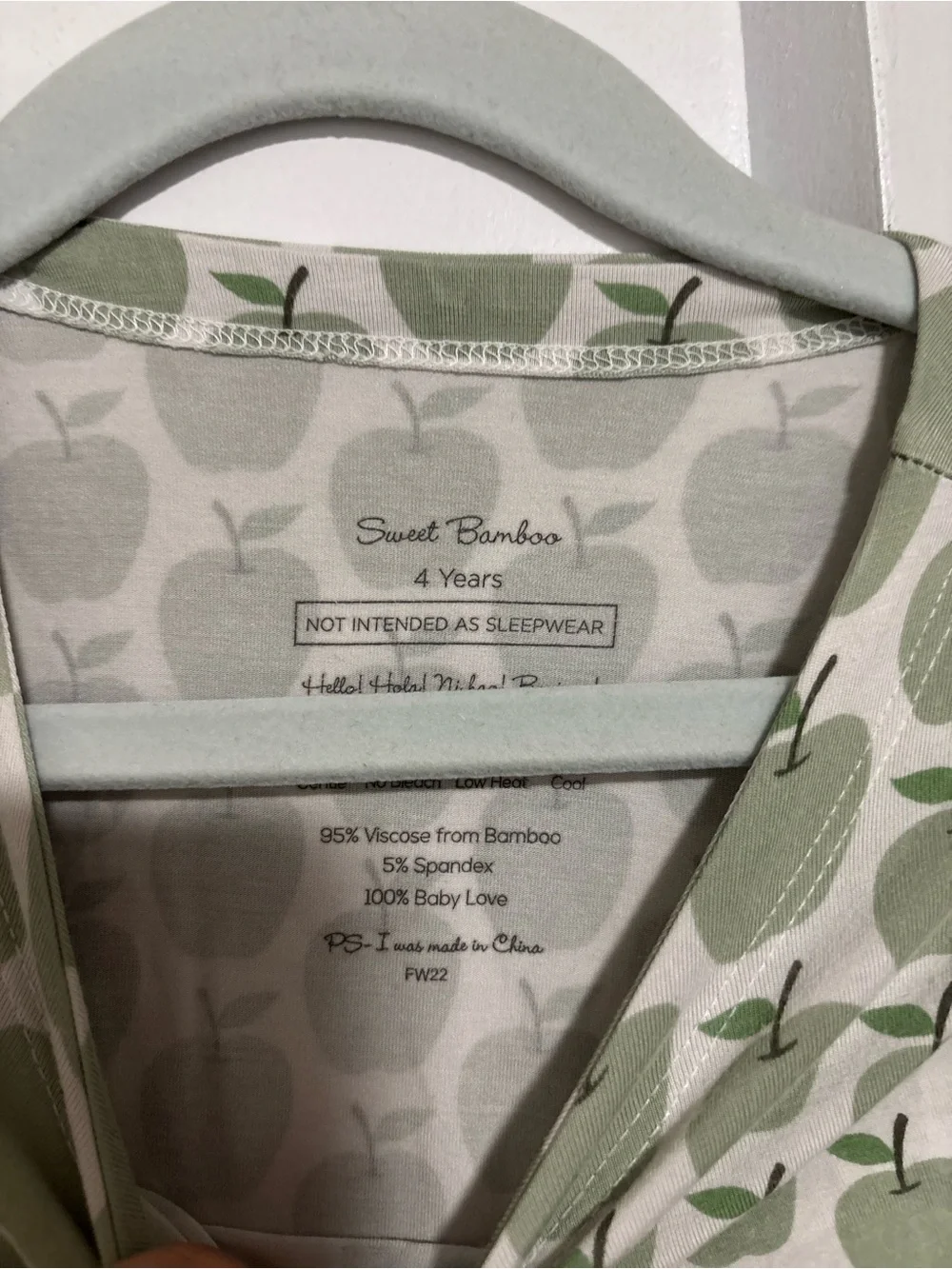 Sweet Bamboo 4T Girls' Green Apple-Print Long Sleeve Dress back to school
